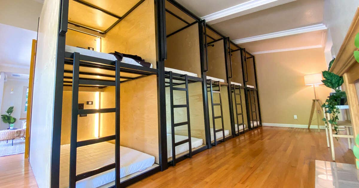 Bay Area startup Brownstone Shared Housing is offering a miniature bunk bed pod for $800 a month, in a space you'll also have to share with 13 others.