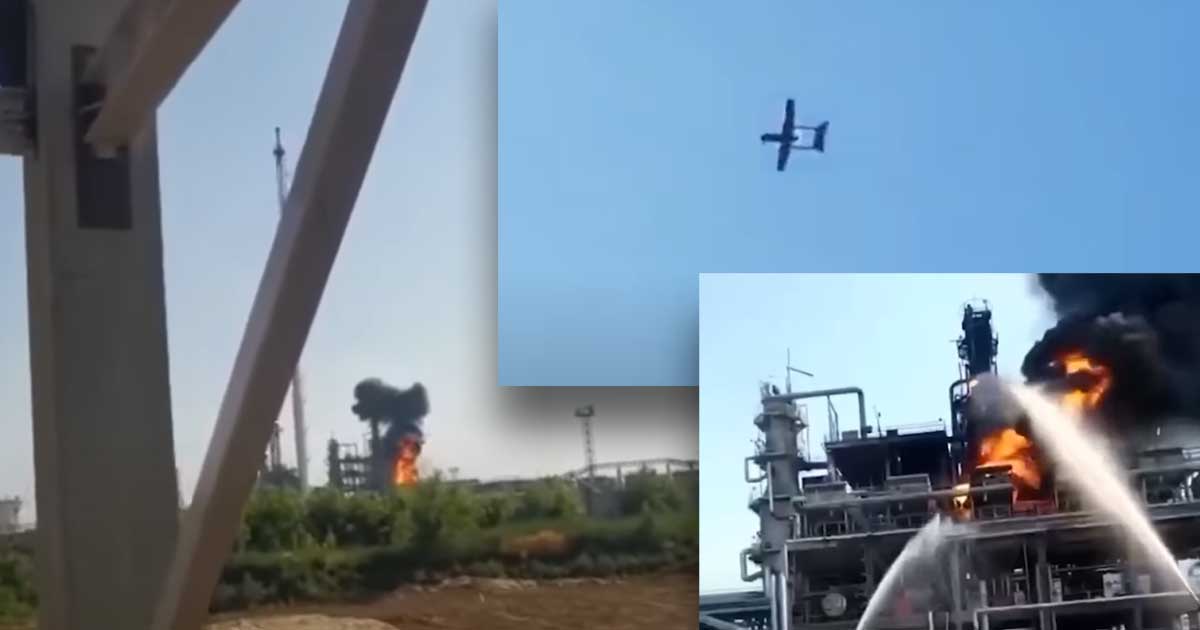 A drone crashed into an oil refinery in Russia on Wednesday, creating a huge explosion with no casualties. Outlets say the drone could be Ukranian.