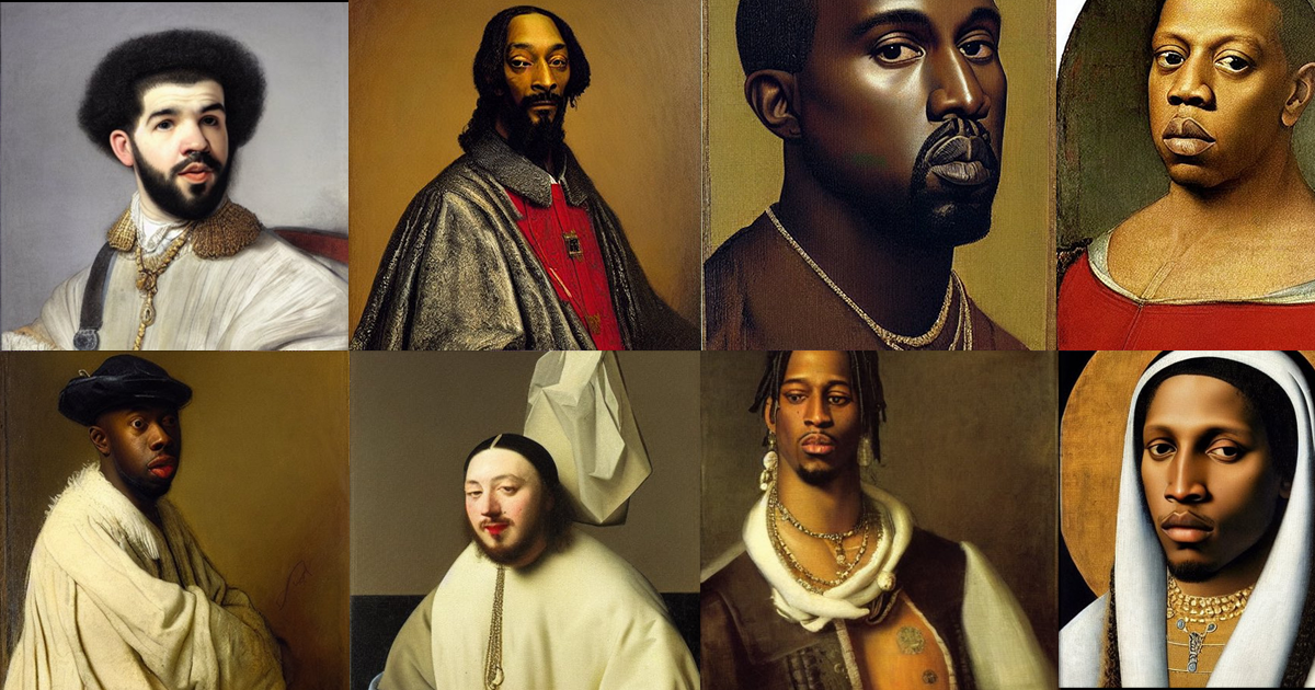 An AI image generator called Stability.ai created an incredible series of Renaissance-style paintings of famous rappers — and they go hard.