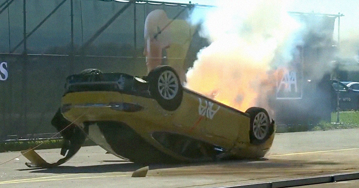 Multinational insurance company AXA Insurance staged a hilariously terrible Tesla "battery fire" to prove that electric cars can be dangerous.