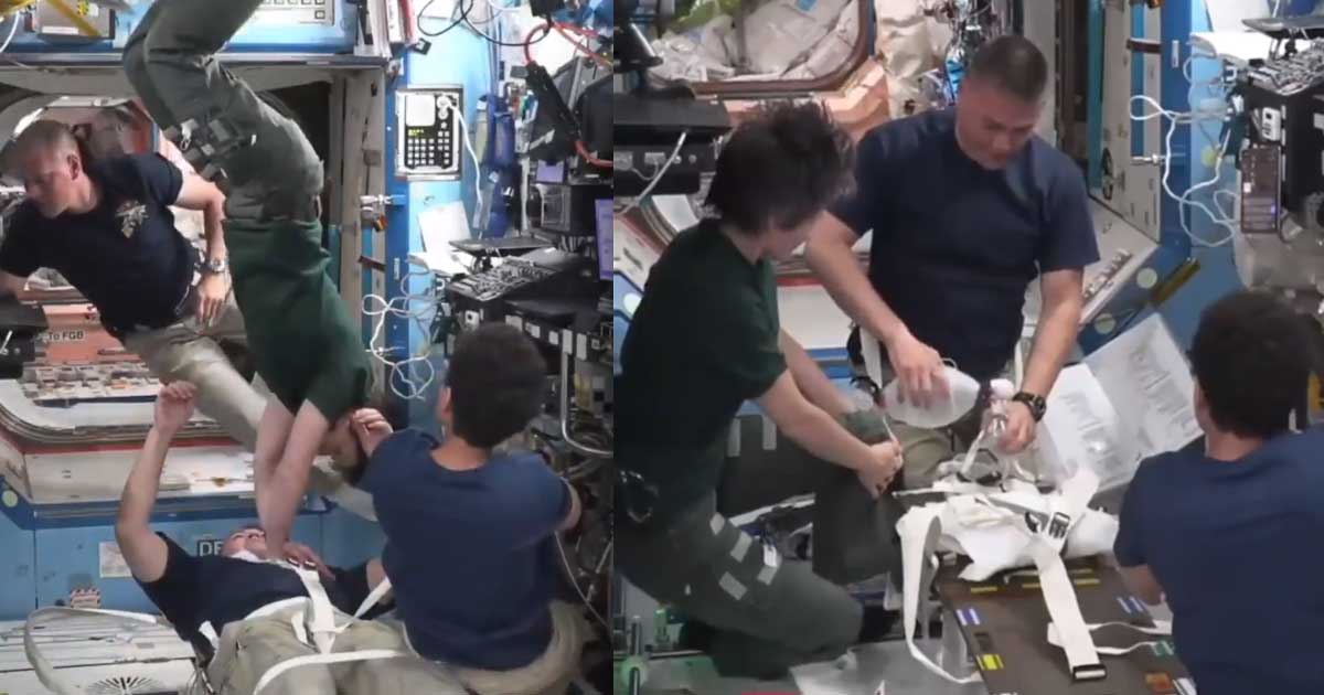 Astronauts like the European Space Agency's Samantha Cristoforetti practice life-saving CPR procedures on board the International Space Station.