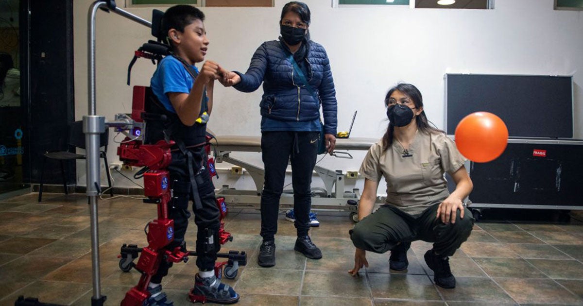 With the help of the Atlas 2030 exoskeleton, eight-year-old David from Mexico, who suffers from cerebral palsy, is learning to walk.