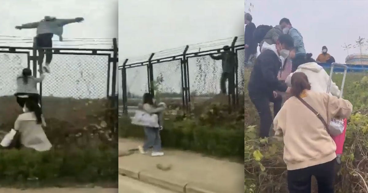 Videos show what appear to be workers at Foxconn's plant in China jumping a fence to reportedly escape the country's strict zero-COVID policies.