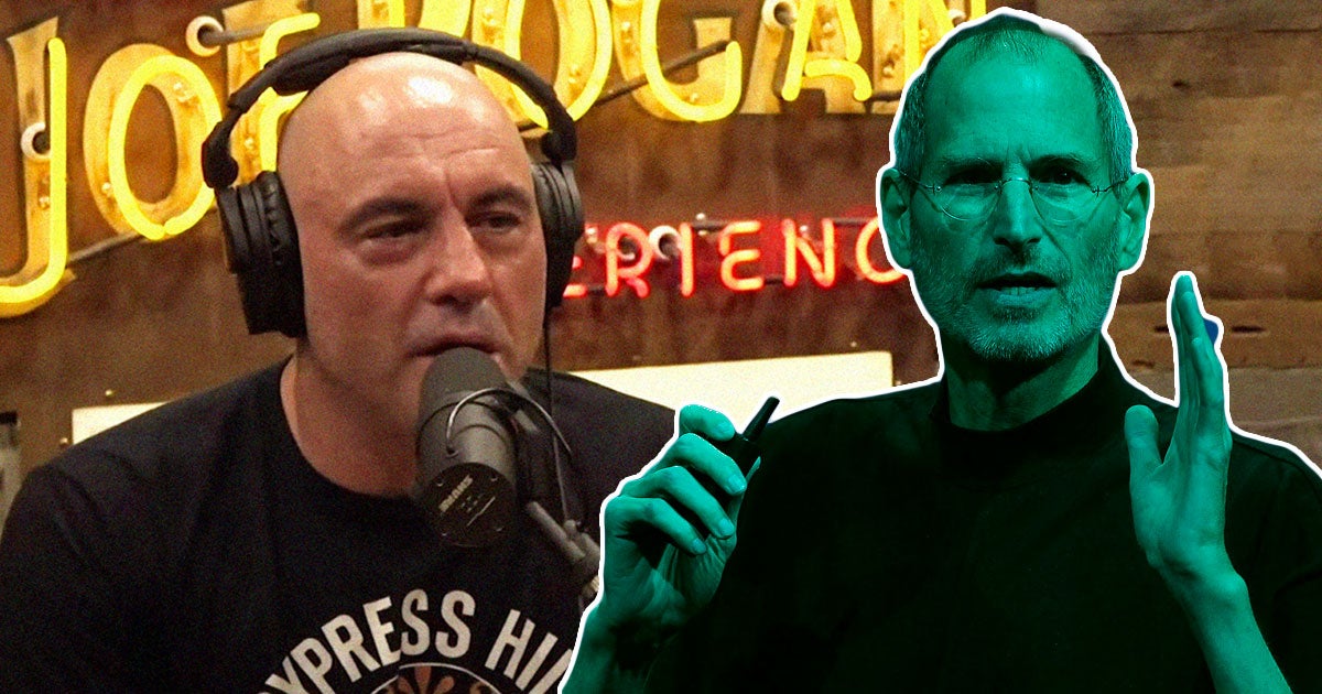 An entirely AI-generated conversation between (living) podcast menace "Joe Rogan" and the deceased Apple founder "Steve Jobs" now exists. Great.