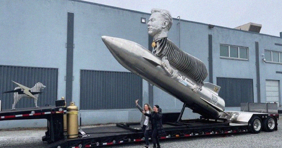 An Elon Musk-themed meme coin has plummeted in value after its founders unveiled a bizarre statue that features Musk's head on the body of a goat.