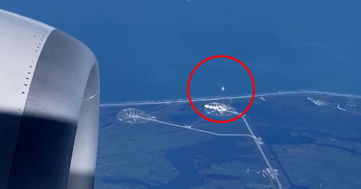Passengers on board a commercial jet flying over Florida's Cape Canaveral were able to spot a SpaceX Falcon 9 rocket lifting off in the distance.