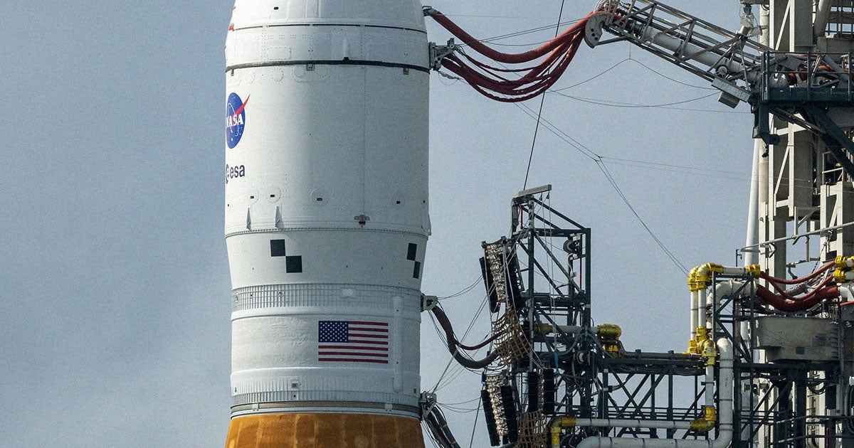 Teams have closed the hatch of NASA's Orion capsule sitting on top of its gigantic Space Launch System (SLS) Moon rocket.