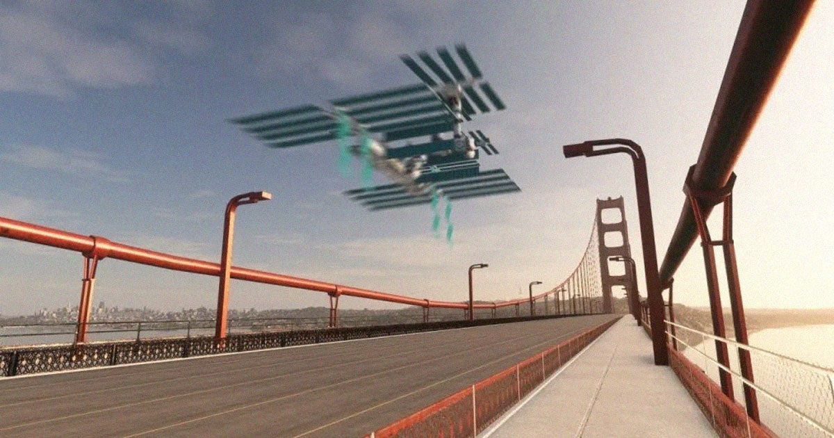What would happen if the International Space Station was circling the planet at the altitude of an airplane? This video shows what that would look like.