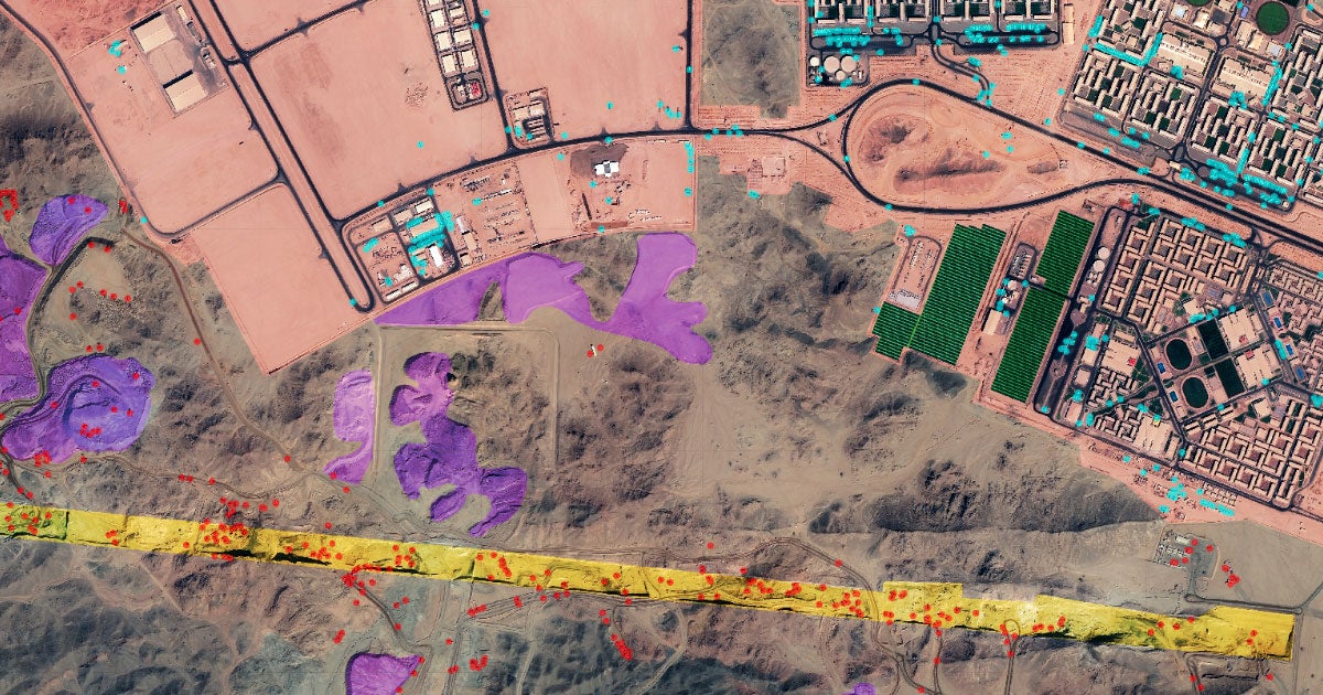 Satellite images obtained by MIT Technology Review show Saudi Arabia's astonishing progress in building its 100-miles-long megacity called the "Line."
