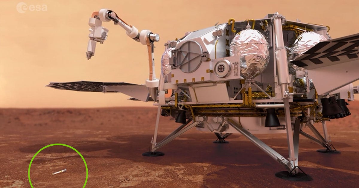 The European Space Agency has shown off a concept for a giant eight-feet-long robotic arm that is designed to pick up samples of Martian soil.
