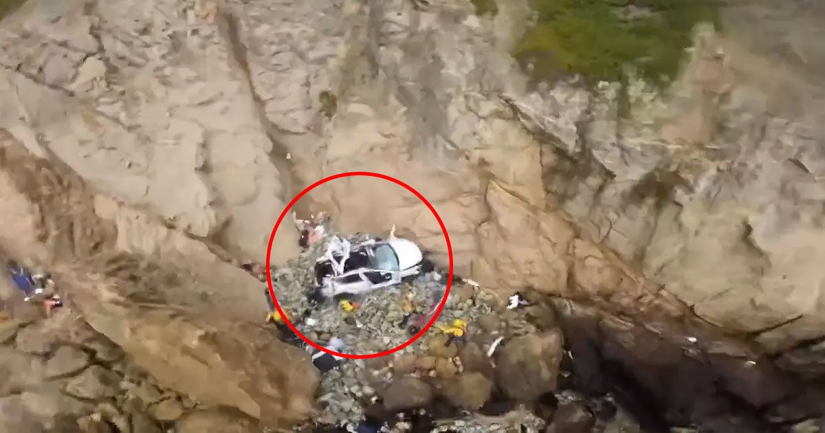 According to officials, a man intentionally drove his Tesla off a 250-foot cliff in California in an alleged attempt to murder his family.