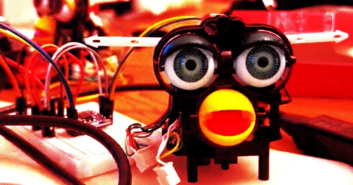 Programmer Jessica Card has hooked up OpenAI's chatbot ChatGPT to a stripped-down Furby. And the results are just as hair-raising as you'd expect.
