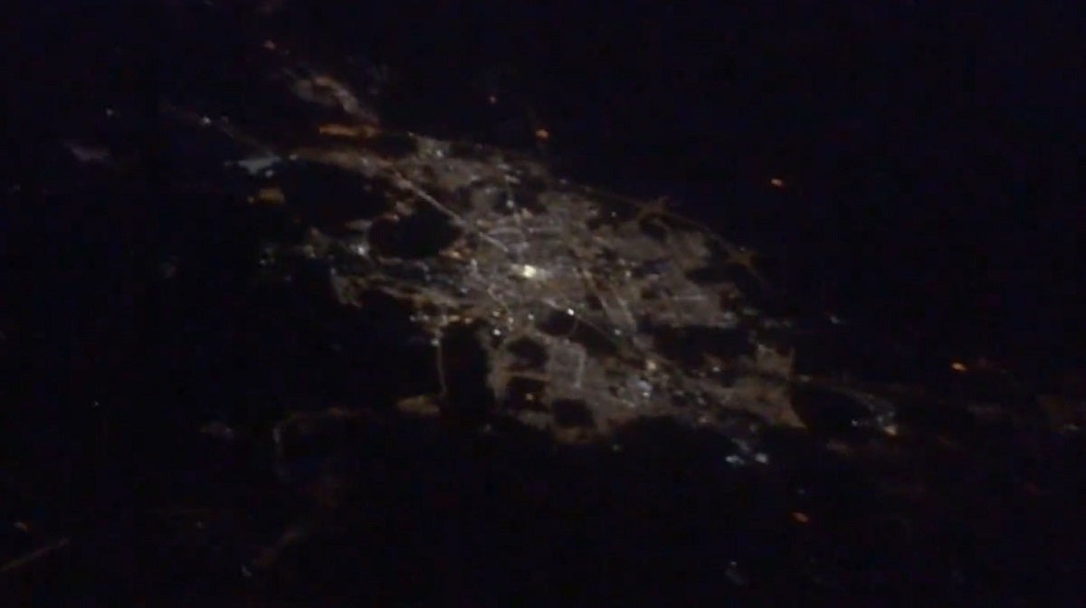 While Muslims commemorated one of Ramadan's holiest nights below, an Arab astronaut showed how brightly Mecca is lit up while looking down from space.