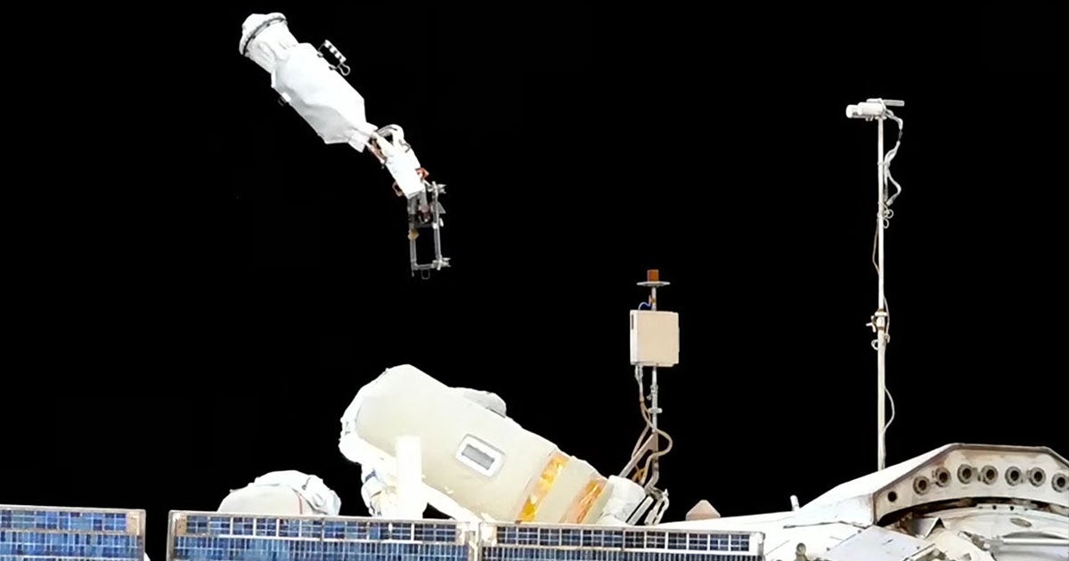 During a spacewalk, Russian cosmonauts chucked an entire experiment into the abyss while cleaning the outside of the ISS.