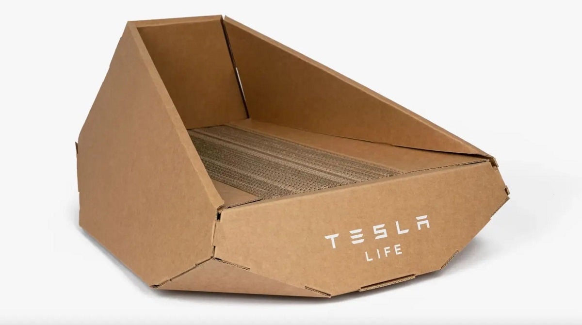Tesla is selling a cardboard cat bed in China that looks almost exactly like another cat bed sold by another company.