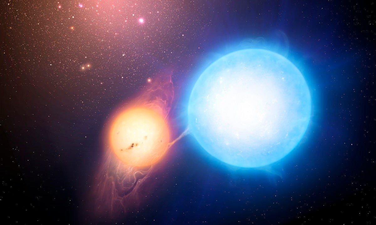 A pair of stars, one red dwarf, one brown dwarf, both of notable sizes small and large, have one of the tightest orbits ever spotted.