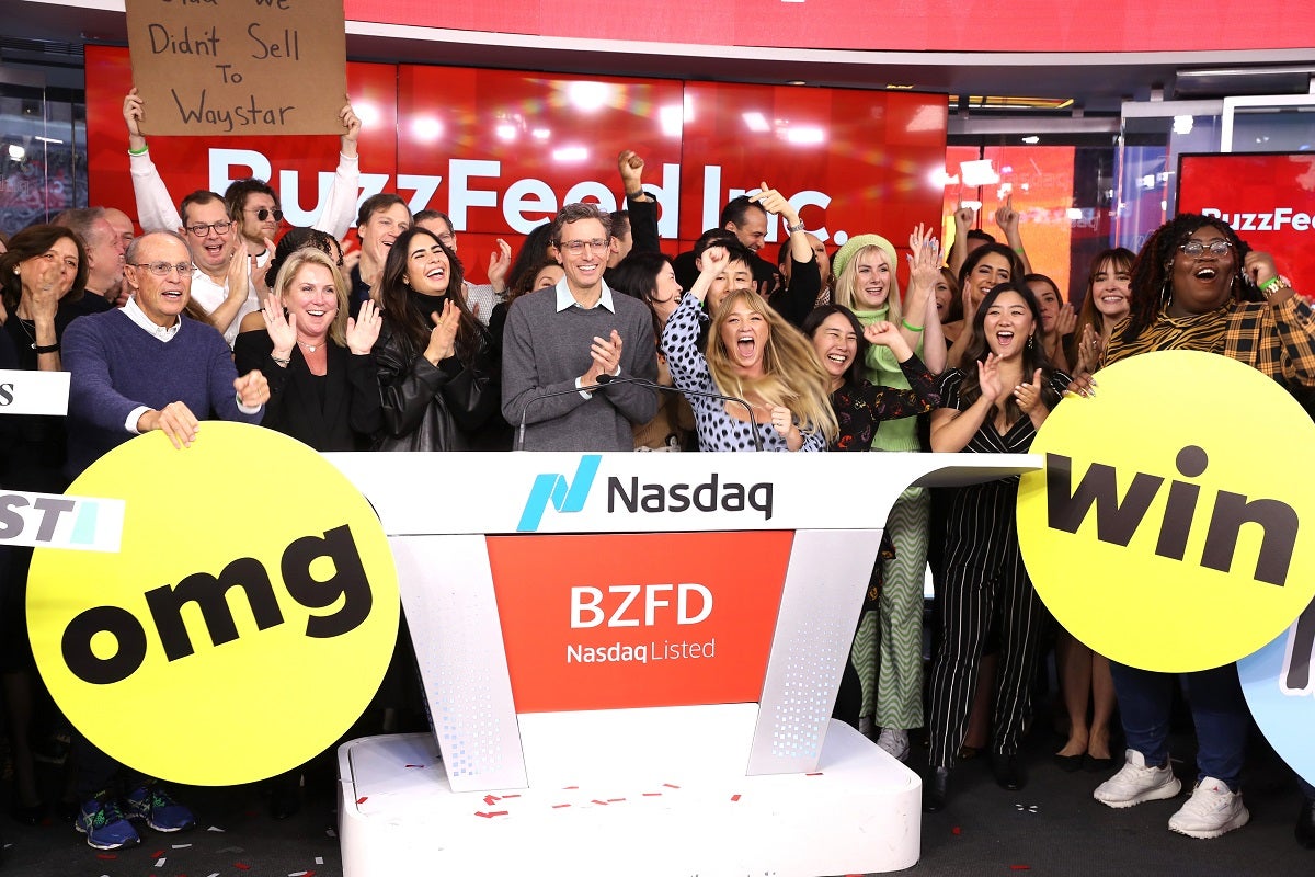 BuzzFeed's stock has been tumbling for months, and it appears that Buzzy the Robot may not be enough to save it from Nasdaq doom.