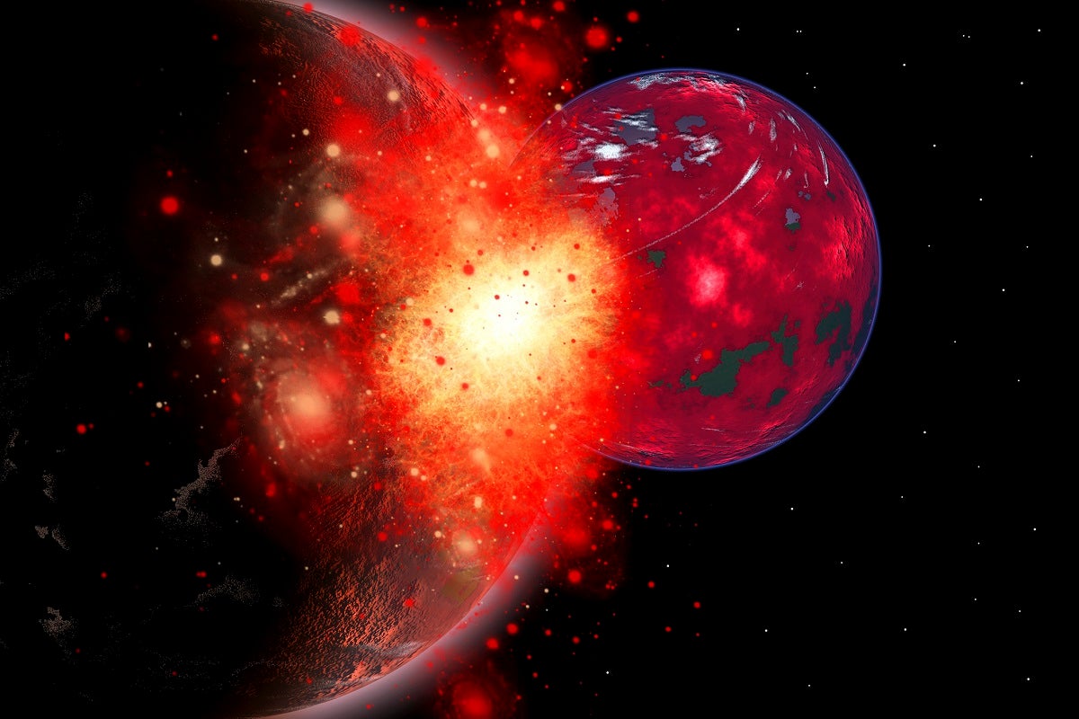 The observation of the donut-shaped cloud of debris is believed to be the first of a planetary collision's afterglow.