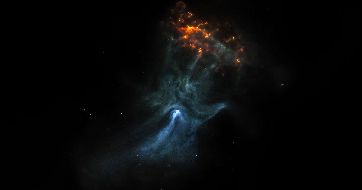 Astronomers have spotted a ghostly skeleton hand floating in outer space some 16,000 light-years from Earth.