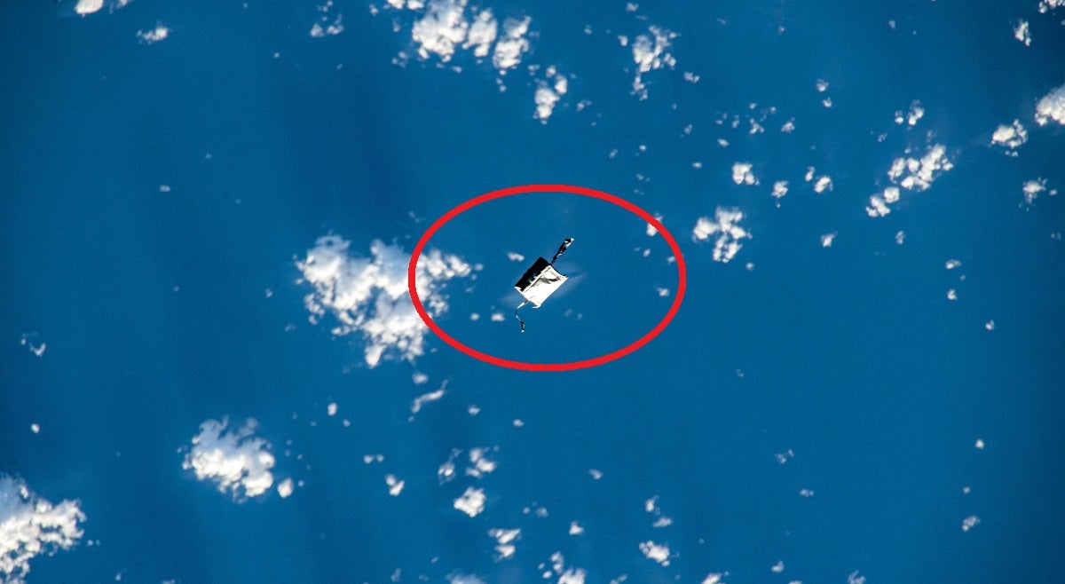 A tool bag was lost during a spacewalk at the International Space Station, and it should be orbiting low enough to see it with binoculars.