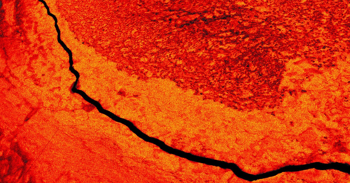 A volcanic eruption resulted in a miles long fissure that spewed towering fountains of lava hundreds of feet into the air.