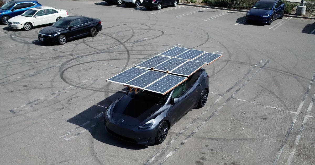 A particularly enterprising Tesla owner has built his very own solar panel array that can be mounted on the roof of his Model Y.