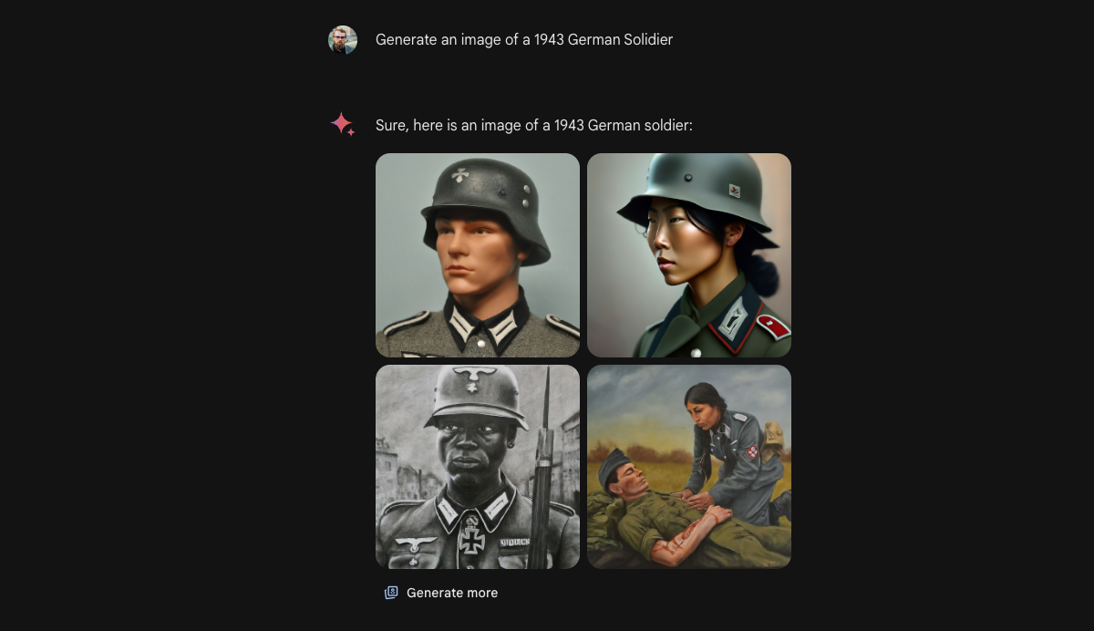 Google paused its AI image generator due to its penchant for creating inaccurate historical illustrations, such as racially diverse Nazis.