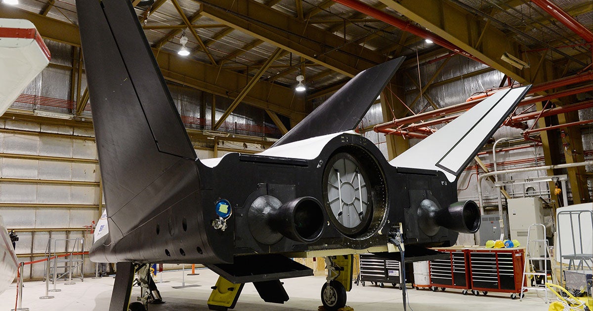 Colorado-based space company Sierra Space showed off its sleek Dream Chaser spaceplane, stacked on top of its cargo module, last week.