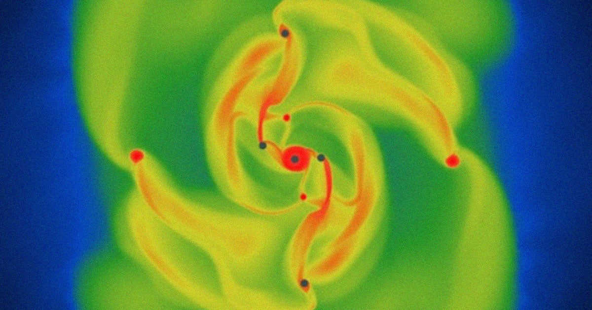 Using a supercomputer, a team of astrophysicists have simulated how young gas giants grow and found that they first have a flattened shape.