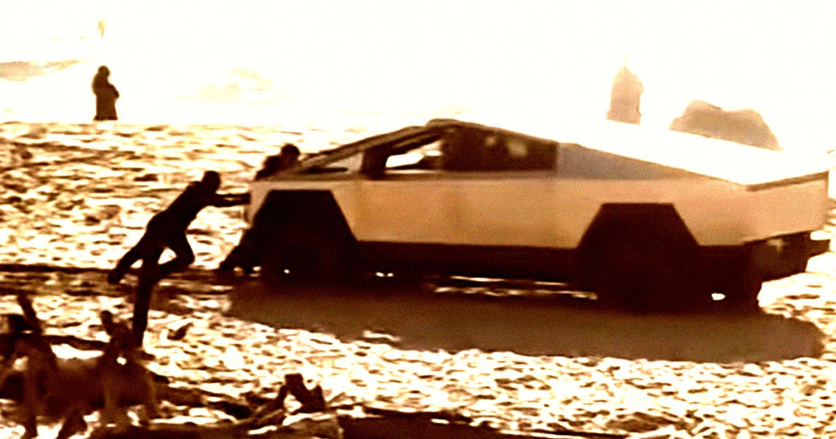 A Tesla Cybertruck driver got woefully stuck in the sand after illegally driving the vehicle onto the Marina State Beach in California.