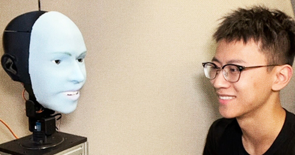 The robot, dubbed "Emo," uses cameras in its eyes to predict your smile less than a second before it actually appears.