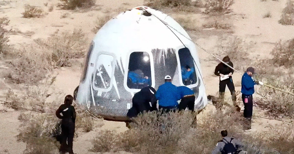 When the Blue Origin space capsule touched down on Earth after a flight to the edge of space, it landed in a thicket of bushes.