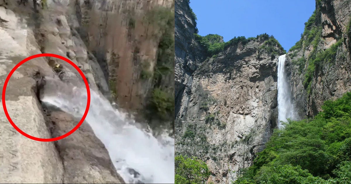 A video making its rounds in China unmasks a hidden pipe feeding what is claimed to be the country's tallest, uninterrupted waterfall.