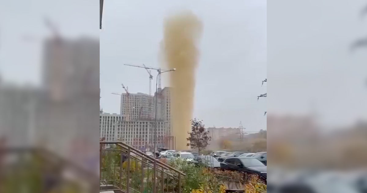 Things in Russia seem pretty crappy after a massive fountain of brown liquid was recorded spewing out of a sewage main in Moscow. 