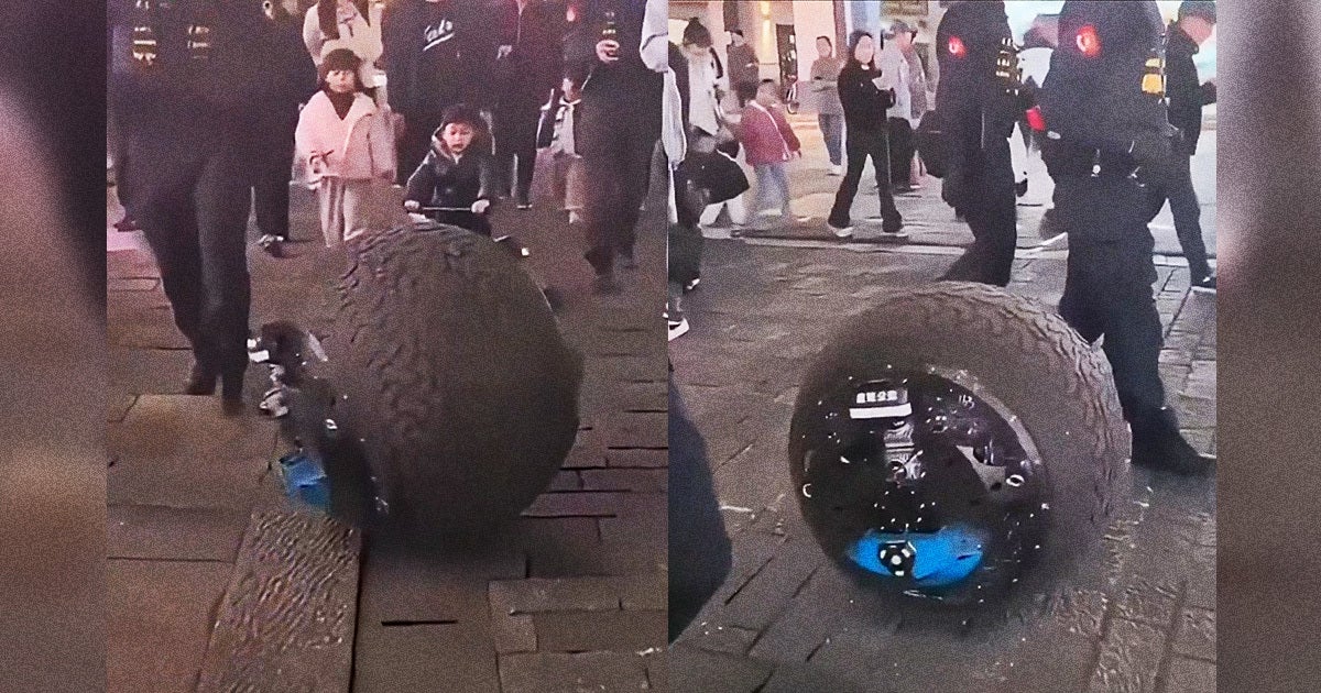 In China, police are now patrolling the streets with a rolling spherical robot that can chase down suspects and beat them in a fight.