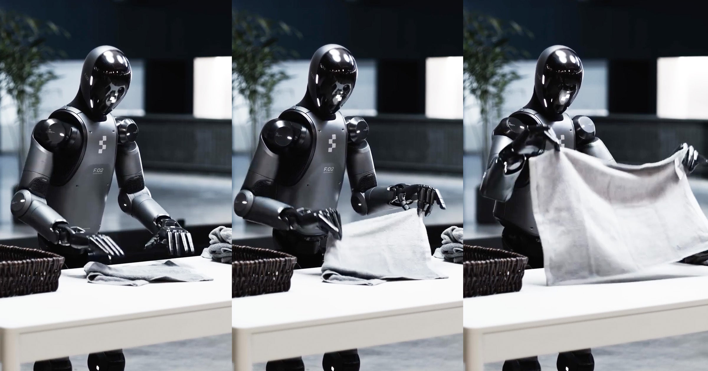 The AI robotics firm Figure released an impressive video of its humanoid robot, Figure 02, autonomously folding laundry.