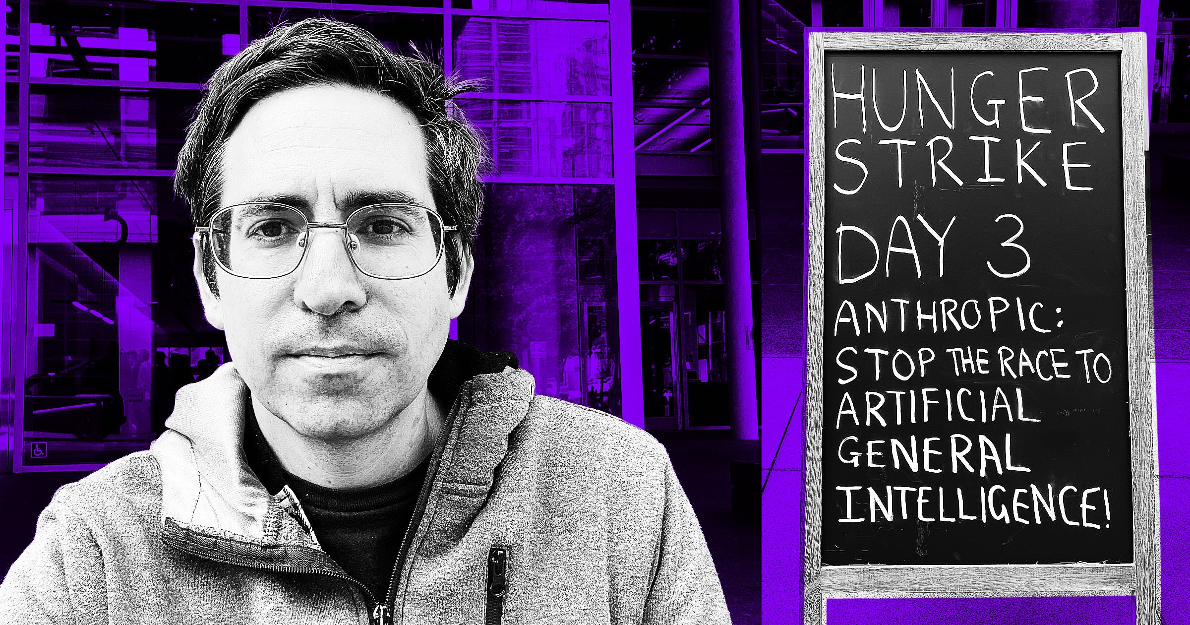 Activist and organizer Guido Reichstadter is protesting the "race to the bottom" of big tech's wreckless push toward AGI.